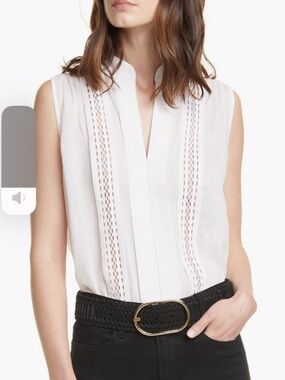 Frame Cali Lace Inset Tank Top White